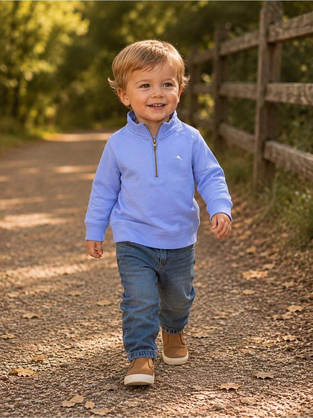 🐟TOMMY BAHAMA Kids' Light Blue Quarter-Zip Pullover Sweatshirt - Boys 2T